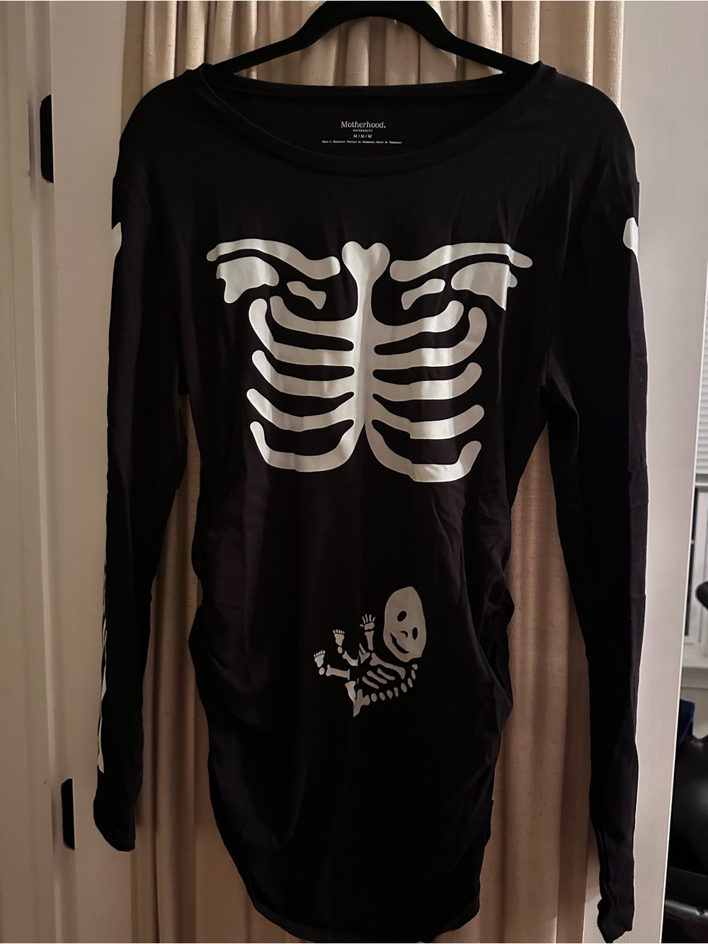 Motherhood Black Long-Sleeve Maternity Skeleton set top and pants